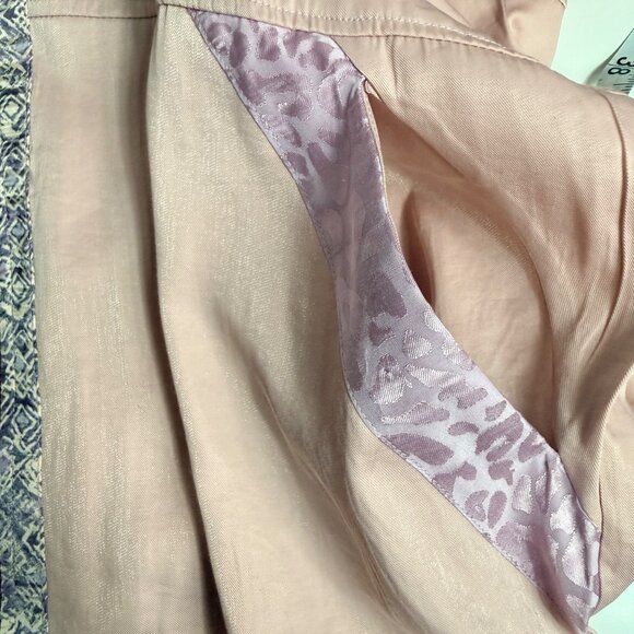 Mystree Jacket Womens M Pink Mixed Fabric Textured Zip Up Statement Collar - Picture 7 of 9